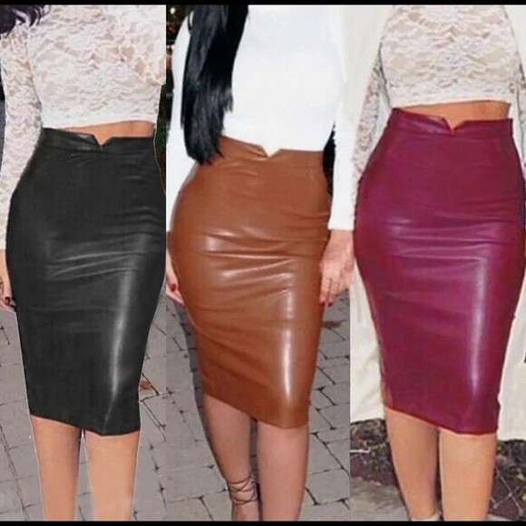 Faux Leather midi/Pencil Skirt🌹 - Picture 3 of 6